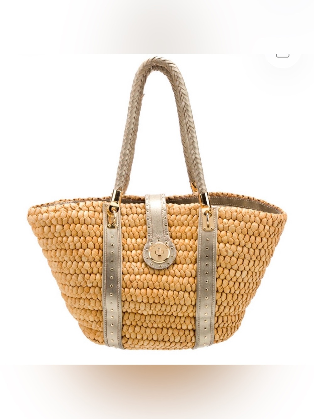 Michael Kors Woven Rafita Tote with Silver Trim